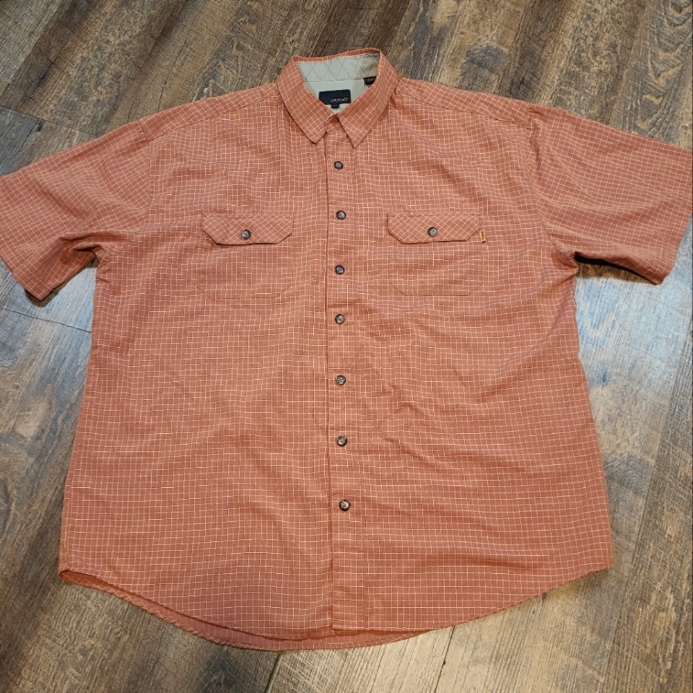 OOBE Rust yellow check Button front shirt men's